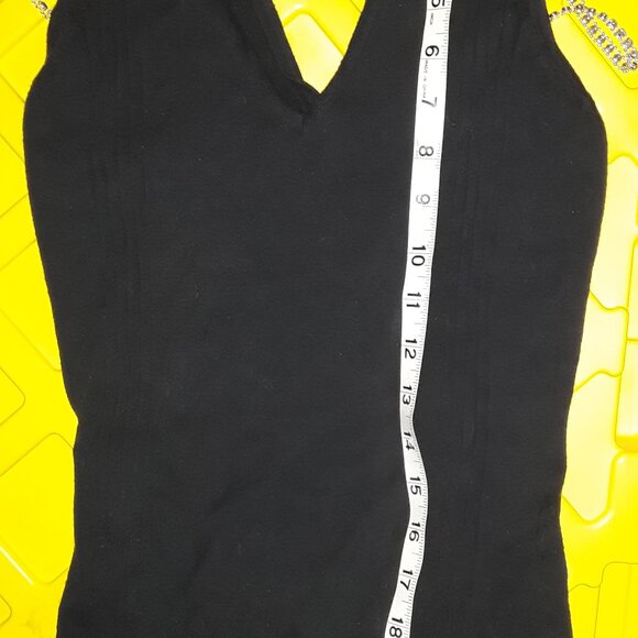 Boston Proper SZ XS Black Knit Tank Silver Rhinestone Straps - Picture 5 of 5